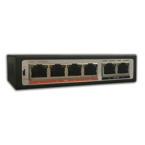 Switch PoE 4 porte + 2 Uplink - 10/100Mbit